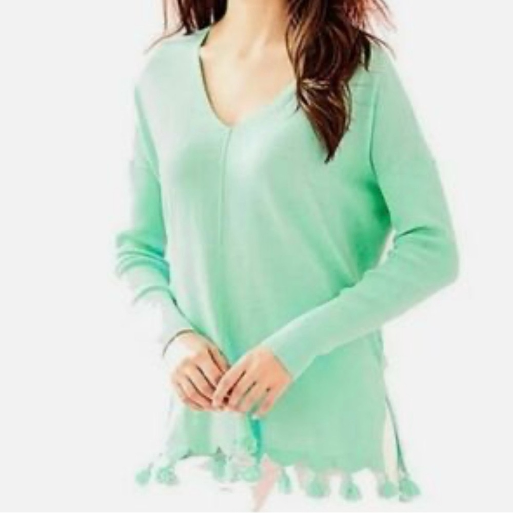 Lilly Pulitzer Martin’s Tassel Sweater Teal Size XS